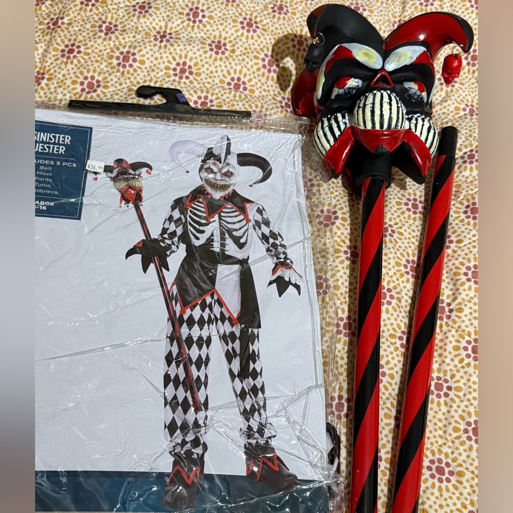 Sinister Jester costume + Jester Cane - 40"
